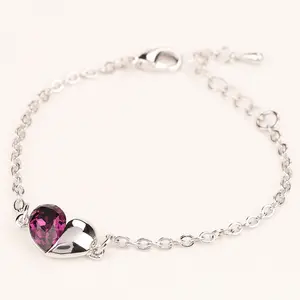 Jewelry A Piece Of Jewelry Bracelet Crystal Bracelet Female Fashion Gold Heart Shape Amethyst Gemstone