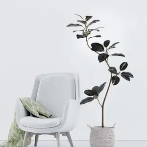 Morden Style Small Potted Artificial Rubber Leaves Banyan Ficus Bonsai Plants for Decoration