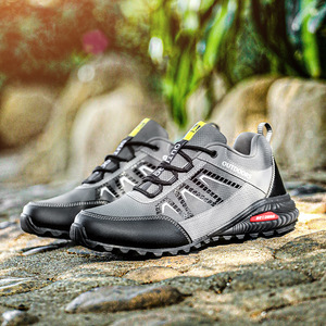 Chaussures de randonnée pour hommes, tige synthétique, doublure en mesh, semelle extérieure en caoutchouc, respirantes, toutes saisons, chaussures de trekking et de marche en plein air, bout rond, EVA - Product Image 2