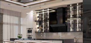 Muebles de Cocina Europeos al por Mayor a Buen Precio, Puerta de Vidrio Empotrada, Gabinete de Cocina de Madera MDF, Encimera de Piedra Ecológica con Isla - Product Image 6