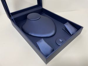 Wholesale Navy PU Leather Jewelry Box With Clear Top Window Velvet <b>Insert</b> Necklace Pendant Display Gift Box Custom Logo - Product Image 5