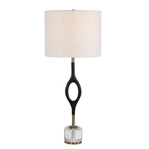 Clear Crystal Rock & Brass Modern Minimalist Floor Lamp | Sleek <b>Lighting</b> for Hotel Office & Study <b>Space</b> - Product Image 2