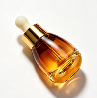 Flacon cosmétique en verre transparent avec compte-gouttes à tête ronde, capacité de 30 ml, couleur personnalisée, emballage en carton imprimé à l'écran, crème pour le visage, soin de la peau