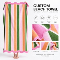 Serviette en coton personnalisée à bords festonnés, serviette de bain douce en tissu éponge, serviette de plage avec logo brodé pour hôtel, vente au détail et en gros