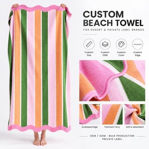 <span class=keywords><strong>Toalla</strong></span> de algodón personalizada con borde festoneado, <span class=keywords><strong>suave</strong></span>, de rizo, para baño, playa, con logotipo bordado para hotel, venta al por menor y al por mayor - Product Image 2