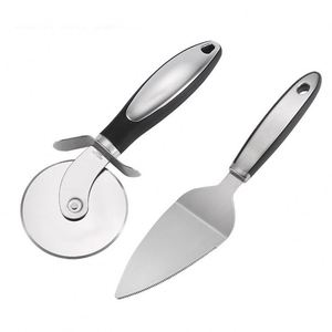Espátula Cortadora de Pizza de Acero Inoxidable con Rueda y Mango, Juego de Dos Piezas, Antideslizante, Herramienta de Cocina Sostenible - Product Image 1