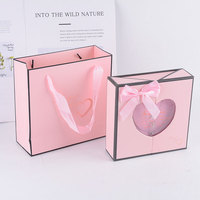 TC Lujoso lazo de doble puerta caja de joyería de flores de jabón Collar de flores artificiales almacenamiento Regalo de cumpleaños del Día de San Valentín de la madre