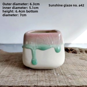 Maceta de cerámica duradera <span class=keywords><strong>con</strong></span> efecto craquelado controlado, color blanco melocotón, para plantas verdes pequeñas, diseño simple y creativo, Bingxin. - Product Image 4