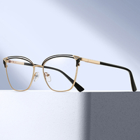Monture de lunettes optiques Partagas Fancy Cat Eye en métal avec charnière à ressort, anti-lumière bleue, pour femmes
