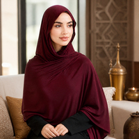Châle surdimensionné rouge bordeaux pour femmes musulmanes, en soie instantanée, ultra doux, facile à porter, style foulard.