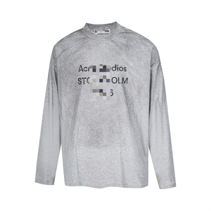 T-shirt a maniche lunghe in lino-cotone sottile con stampa classica a lettere stile <span class=keywords><strong>AC</strong></span>, lavaggio effetto sporco, per uomo e donna - Product Image 5