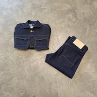 Ensemble en denim brut selvedge personnalisé YAXI OEM, veste et jean droit, indigo foncé, costume deux pièces pour homme