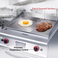 Plaque de cuisson à gaz avec four, gril plat professionnel robuste en acier inoxydable 304, équipement de cuisine pour la restauration