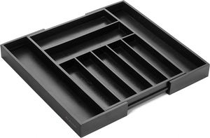 Organizador de Cubiertos de Bambú Negro Premium Grande y Expandible para Cajón de Cocina con Divisores - Product Image 2