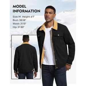 FOXA Men's Sherpa <b>Lined</b> Trucker Jacket Winter Warm Canvas Workwear <b>Coat</b> Windproof Lapel Outerwear - Product Image 4