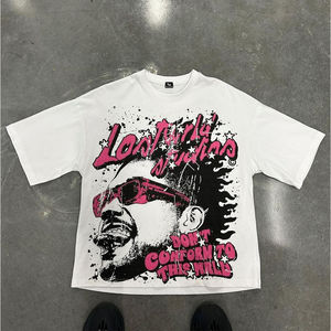 Logo personnalisé 300GSM Streetwear Box Cut Tee T Shirt T-shirt court lourd T-shirt graphique en coton surdimensionné Boxy Fit pour hommes - Product Image 3