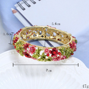 Bracelet tendance pour femme, accessoires de fête, bracelet coloré ajouré floral incrusté de strass, bracelet cloisonné - Product Image 4