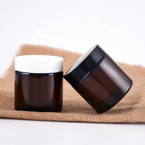 120ml amber glass cream jar with plastic cap for cosmetic skin care cream 100g