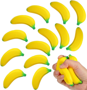 Bola antiestrés de PU de fruta suave personalizada para niños y adultos, juguete para aliviar la ansiedad y el estrés, forma de plátano portátil - Product Image 1