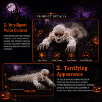 Momia Reptante de Halloween Animada Eléctrica Activada por Voz con Ojos LED Rojos Brillantes y Sonido de Terror 106cm