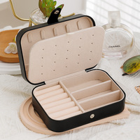 Boîte de rangement pour bijoux en cuir PU rectangulaire EVERWIN, doublure en daim, étui de voyage, pour bagues, boucles d'oreilles, colliers, bracelets, conteneur à bijoux