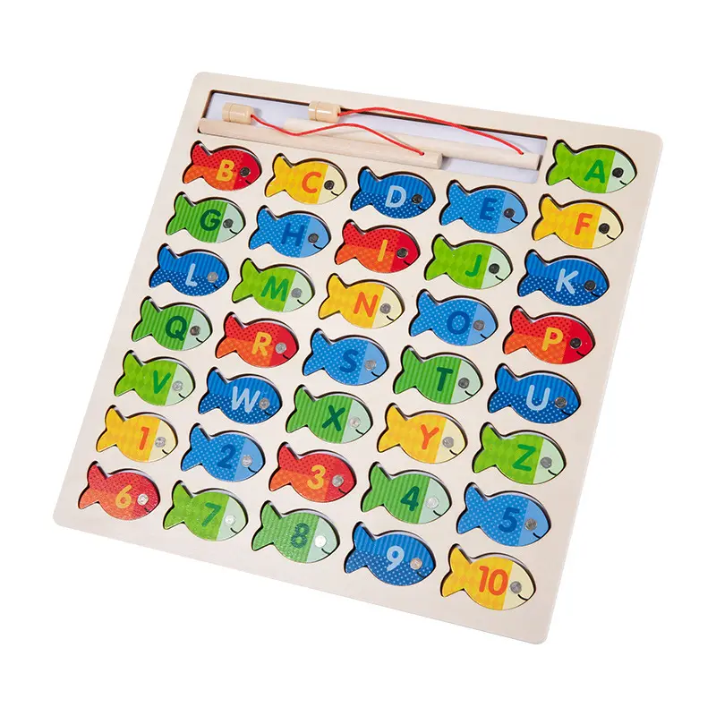유아를위한 자기 나무 낚시 게임 장난감 알파벳 물고기 잡기 계산 게임 퍼즐