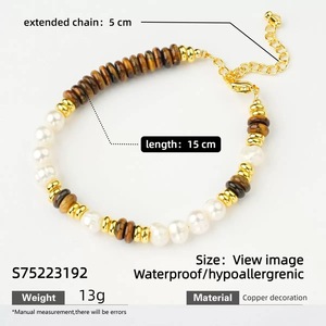 Ensemble collier et bracelet XF personnalisé en ambre, avec perles ovales en pierre naturelle, perles d'eau douce, ambre tigre, certifié GIC, pour femmes - Product Image 3