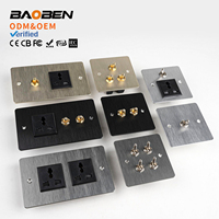 BAOBEN Ensemble de prises et interrupteurs en acier inoxydable texturé - Panneau rétro - Interrupteur à cadran de style industriel - Panneau d'interrupteurs rétro