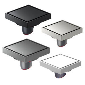 Siphon <span class=keywords><strong>de</strong></span> sol carré moderne en laiton noir <span class=keywords><strong>de</strong></span> 4 pouces, anti-odeur, <span class=keywords><strong>grand</strong></span> format, design invisible pour salles <span class=keywords><strong>de</strong></span> bain résidentielles et hôtelières - Product Image 4