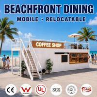 Restaurant mobile en conteneur, bâtiment modulaire préfabriqué en acier, kiosque de restauration rapide extensible, salle à manger extérieure pour usage commercial