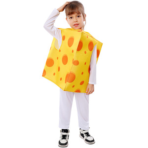 Disfraz de queso para niños, traje de cosplay de Halloween, amarillo con lunares naranjas, para fiestas infantiles - Product Image 1