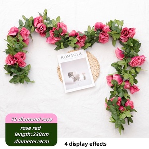 ZhiXia gros personnalisé coloré soie tissu plastique 10 Rose rotin pointe artificielle Rose rotin mariage jardinage décoration - Product Image 5
