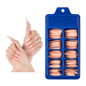 Uñas Postizas Reutilizables de Cobertura Completa con Pegamento para Dedos, Diseño Predefinido, Efecto Ombre, <span class=keywords><strong>DIY</strong></span>, Mármol Blanco, Cortas, E.bt - Product Image 4