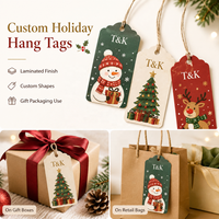 Étiquettes suspendues en papier kraft imprimées sur mesure, design festonné, Père Noël et rennes, pour cadeaux de Noël, vêtements et étiquettes de vêtements