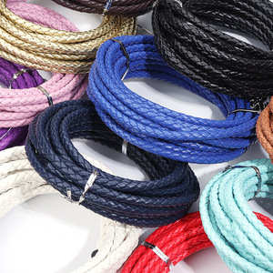 Cordon en cuir tressé coloré vintage, sangle en corde tissée en PU noir pour la fabrication de bijoux DIY, colliers et bracelets - Product Image 1
