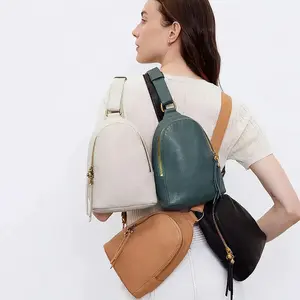 Tas sabuk personalisasi tas selempang modis tas selempang kustom kulit PU Vegan Monogram untuk wanita
