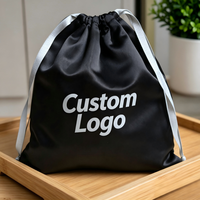 Sac de rangement de luxe en satin avec cordon de serrage, grande taille, personnalisable avec logo, pour chaussures, sacs à main et vêtements