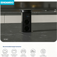 SINOAMIGO Prise EU noire intégrée, prise de courant escamotable pour îlot de cuisine / bureau / comptoir de table