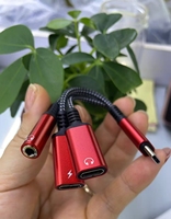 Cable Adaptador 3 en 1 de Nailon Trenzado de 60W con Conector Tipo-C y Entrada de Auriculares de 3.5mm, Entrada de CC y Salida de CA para Laptop y Teléfono Móvil