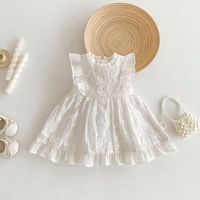 Robe sans manches pour bébé fille, été, nœud en dentelle, jupe princesse, vêtements pour enfants tendance
