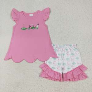 GSSO2660 Girls Casual Set Pink Golf Embroidery Print 3-6m Children's <b>Clothing</b> for Toddlers <b>Baby</b> Girl 250g - Product Image 1