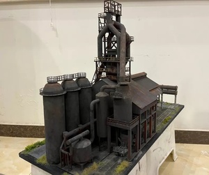 Diorama de fábrica de acero abandonada a escala HO 1:87 con horno de fusión y líneas de descarga de torpedos, compatible con Trix Piko, 75x30cm - Product Image 3