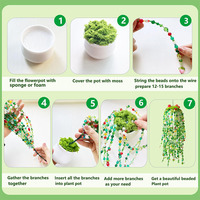 Kit de perles vertes Forever Plant pour la création de plantes, perles pour feuilles et fleurs, pour plantes perlées avec pot, perles vertes pour la fabrication de bijoux