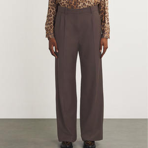 Pantalon droit long pour femme, taille mi-haute, respirant, infroissable, écologique, en laine/polyester, idéal pour l'été - Coupe polyvalente - Product Image 2