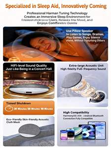 Nouveau haut-parleur LED ultra-fin <span class=keywords><strong>pour</strong></span> oreiller |   Machine à sons <span class=keywords><strong>pour</strong></span> le sommeil activée |   Musique de fond Hi-Fi, bruit blanc, lecture d'histoires - Product Image 6