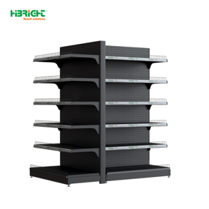 Black White Supermarket Gondola Shelf Metal Retail Display Rack Adjustable Floor Standing Store Shelving - Product Image 5