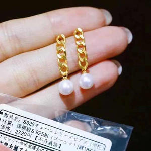 Accesorios de Plata S925 para DIY con Perlas, Joyería de Plata de Moda, Aretes con Cuentas Redondas de 8-11 mm, Bandeja Vacía para Aretes 21127 - Product Image 1