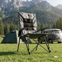 Silla Plegable de Exterior de Cinco Niveles Ajustables, Gruesa, con Reposabrazos y Bolsa de Almacenamiento para Jardín, Camping, Pesca, Parque, Playa y Picnics