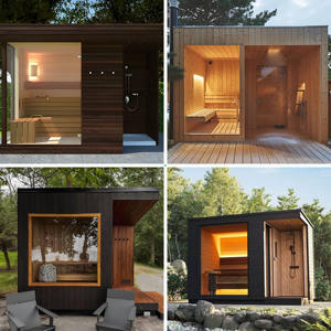 Bañera de inmersión fría de vapor húmedo/Seco moderna, sala de Sauna, abeto de pino integrado, cicuta, cedro rojo, villas sólidas para relajación personal - Product Image 4