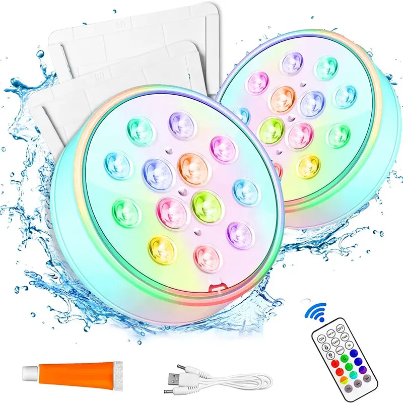 IP68 sous-marin étanche usb rechargeable Submersible LED clignotant piscine lumières avec télécommande RF lumière de plongée Super lumineuse